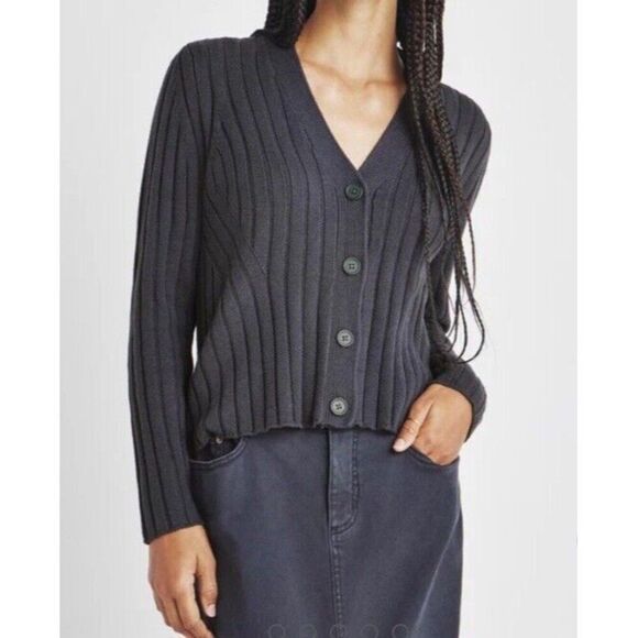 NWT Splendid Comfy Cotton Blend Lead Grey Kritzia Cardigan Sweater Medium - Picture 1 of 6